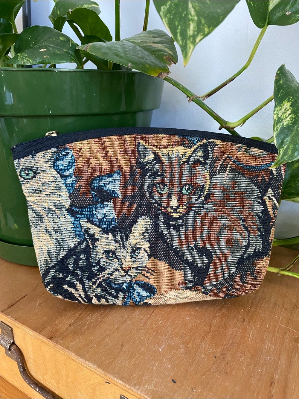 Vintage Tapestry Cat Pouch - Multicolor